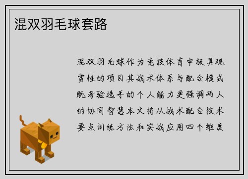混双羽毛球套路
